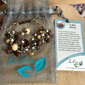 NWOT Coffee Bean bracelet with white beads